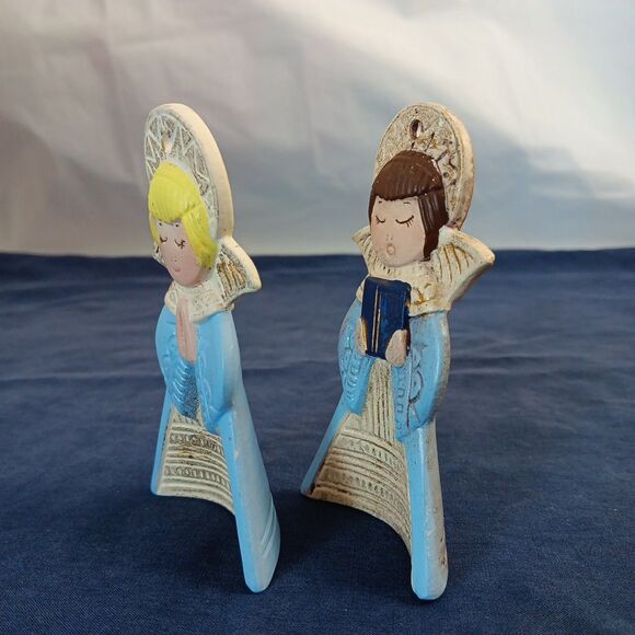 Ceramic Singing Angels Christmas Ornaments Vintage Hand Painted Replacements - Picture 3 of 13